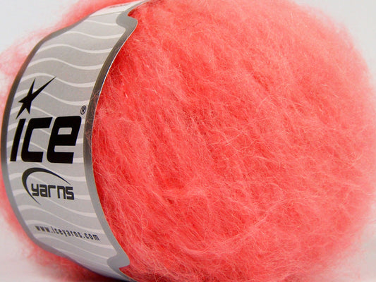 Lot of 8 Skeins Ice Yarns KAN MOHAIR (20% Mohair 25% Wool) Yarn Neon Orange