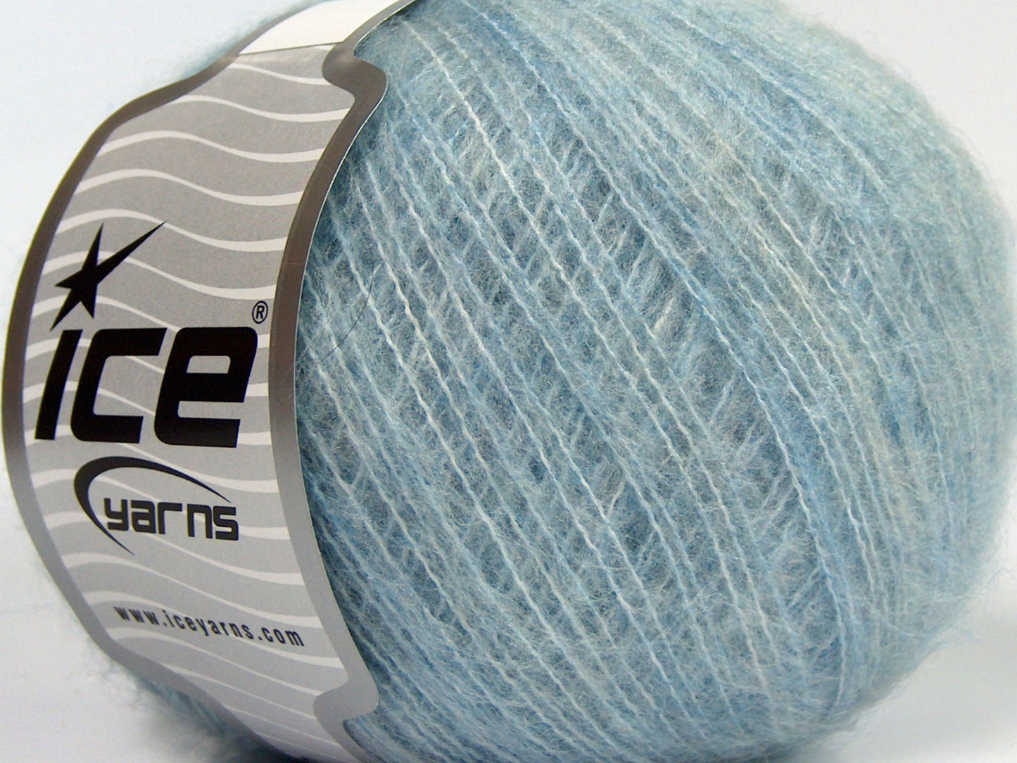 Lot of 8 Skeins Ice Yarns FLUFFY WOOL SUPERFINE (20% Wool 3% Elastan) Yarn Light Blue