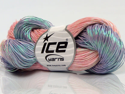 Lot of 3 x 100gr Skeins Ice Yarns HAND PAINTED COTTON (40% Cotton) Yarn Light Pink Lilac