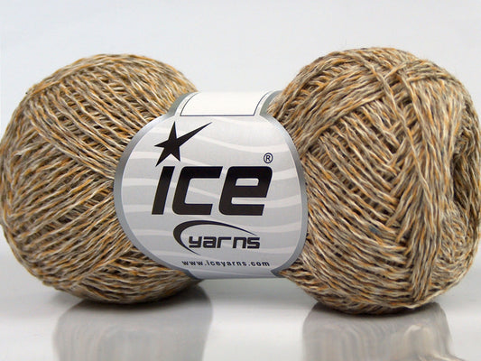 Lot of 8 Skeins Ice Yarns DENIM FINE (100% Cotton) Yarn Light Camel Light Brown Cream