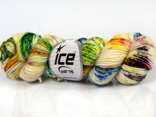 Lot of 2 x 100gr Skeins Ice Yarns HAND DYED SUPERWASH MERINO (100% Superwash Merino Wool) Yarn Black Cream Rainbow