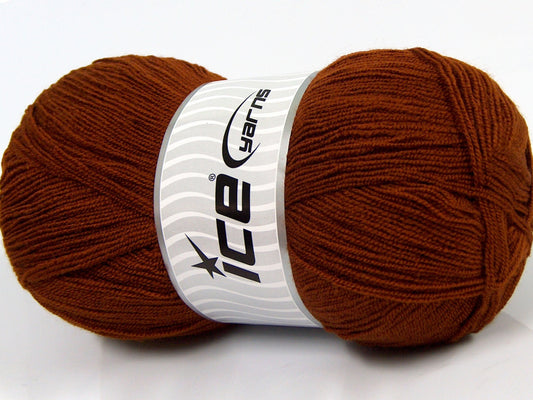 Lot of 4 x 100gr Skeins Ice Yarns KRISTAL Hand Knitting Yarn Brown