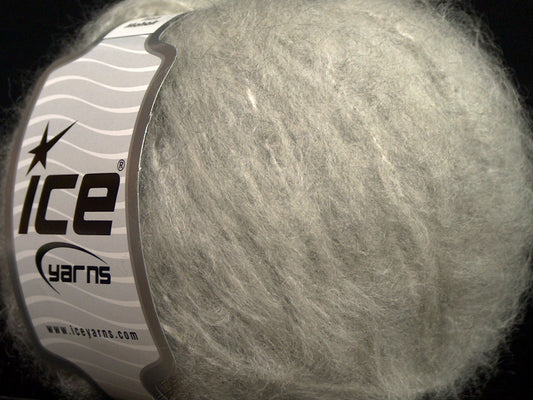 Lot of 8 Skeins Ice Yarns KAN MOHAIR (20% Mohair 25% Wool) Yarn Light Grey