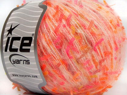 Lot of 8 Skeins Ice Yarns SALE MOHAIR-WOOL BLEND (10% Mohair 10% Wool) Yarn Orange Pink White Yellow
