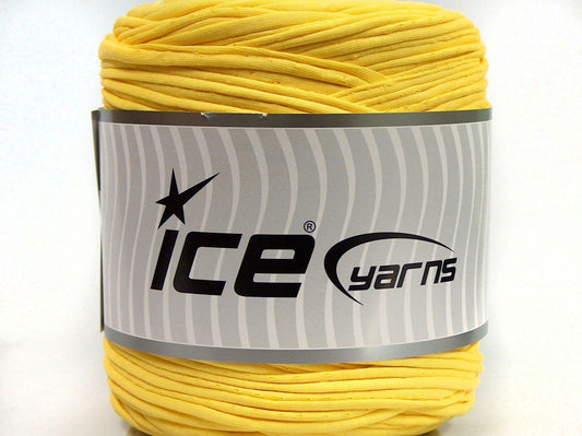 600 gr ICE YARNS UPCYCLED FABRIC 600 (95% Cotton 5% Elastan) Yarn Yellow
