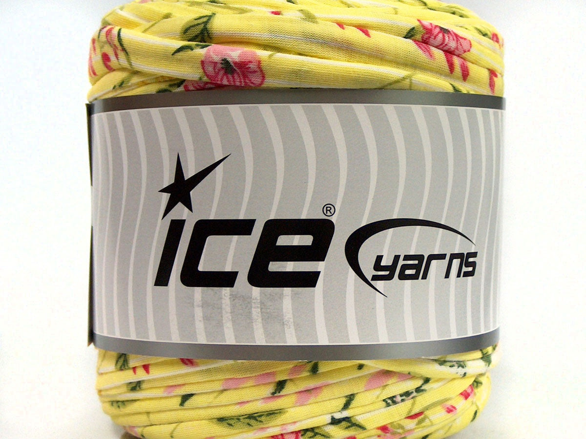 600 gr ICE YARNS UPCYCLED FABRIC 600 (95% Cotton 5% Elastan) Yarn Yellow