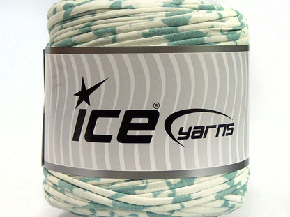 600 gr ICE YARNS UPCYCLED FABRIC 600 (95% Cotton 5% Elastan) Yarn Mint Green Cream
