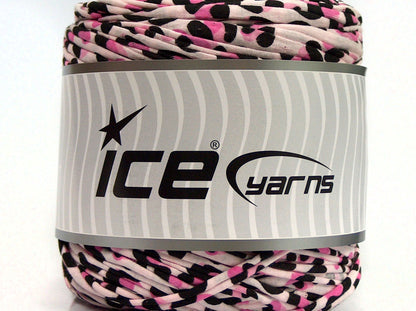 600 gr ICE YARNS UPCYCLED FABRIC 600 (95% Cotton 5% Elastan) Yarn Pink Shades Black