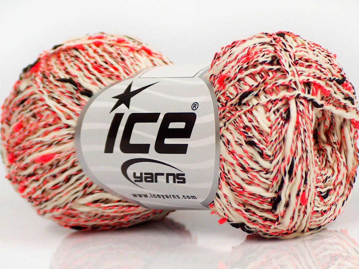 Lot of 8 Skeins Ice Yarns SALE SUMMER (50% Cotton) Yarn Cream Neon Pink Black