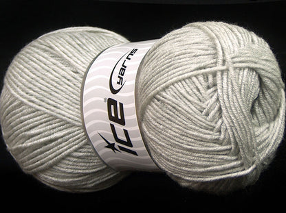 Lot of 4 x 100gr Skeins Ice Yarns SALE PLAIN Hand Knitting Yarn Light Grey