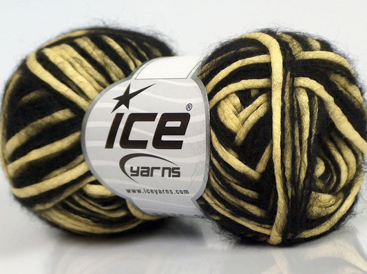 Lot of 8 Skeins Ice Yarns SALE WINTER (21% Wool 33% Cotton) Yarn Light Yellow Black