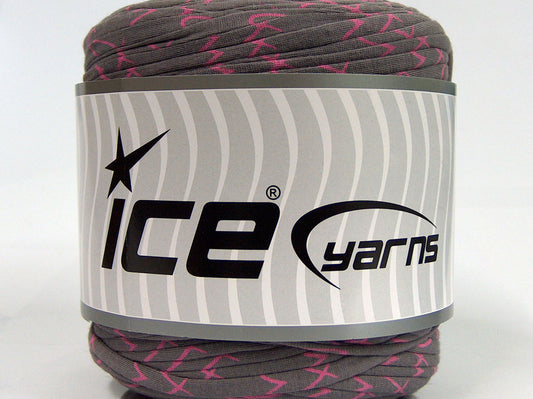 600 gr ICE YARNS UPCYCLED FABRIC 600 (95% Cotton 5% Elastan) Yarn Dark Grey Pink