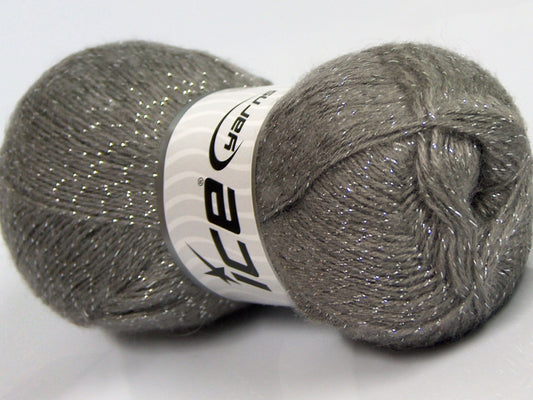 Lot of 4 x 100gr Skeins Ice Yarns ELITE SHAWL GLITZ (10% Mohair 10% Wool) Yarn Light Grey