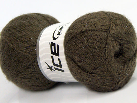 Lot of 4 x 100gr Skeins Ice Yarns ELITE SHAWL GLITZ (10% Mohair 10% Wool) Yarn Coffee Brown