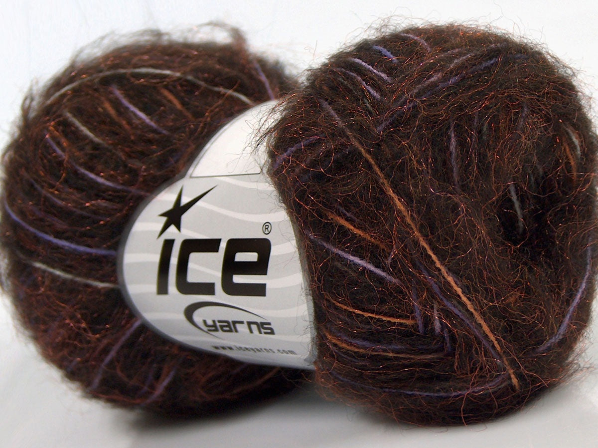 Lot of 8 Skeins Ice Yarns SALE WINTER (8% Mohair 10% Wool) Yarn Black Copper Lilac Salmon