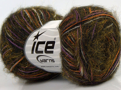 Lot of 8 Skeins Ice Yarns SALE WINTER (8% Mohair 10% Wool) Yarn Black Gold Lilac Salmon White