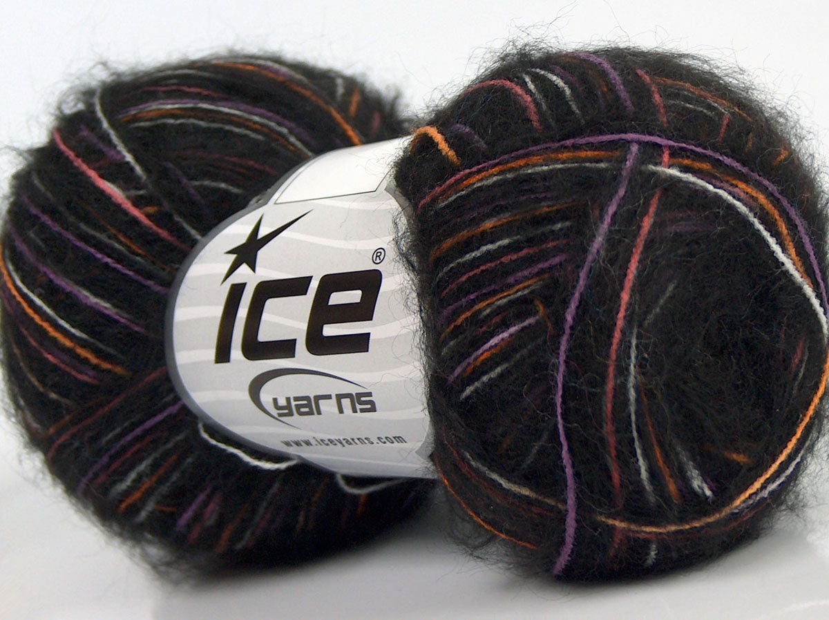 Lot of 8 Skeins Ice Yarns SALE WINTER (16% Wool 1% Elastan) Yarn Black Lilac Orange Pink White