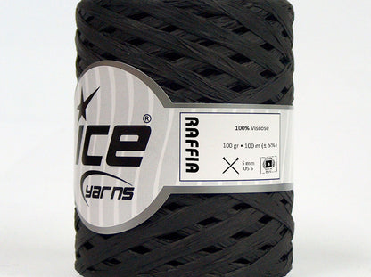 Lot of 2 x 100gr Skeins Ice Yarns RAFFIA (100% Viscose) Yarn Black