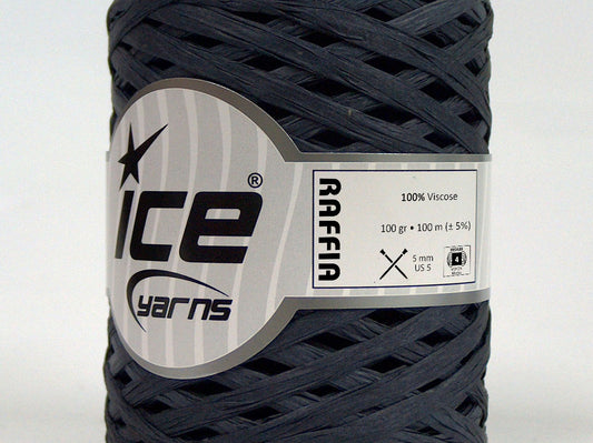 Lot of 2 x 100gr Skeins Ice Yarns RAFFIA (100% Viscose) Yarn Dark Grey