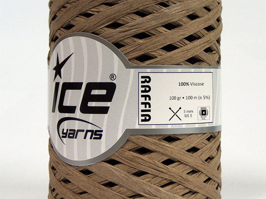 Lot of 2 x 100gr Skeins Ice Yarns RAFFIA (100% Viscose) Yarn Light Camel