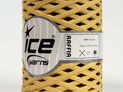 Lot of 2 x 100gr Skeins Ice Yarns RAFFIA (100% Viscose) Yarn Natural