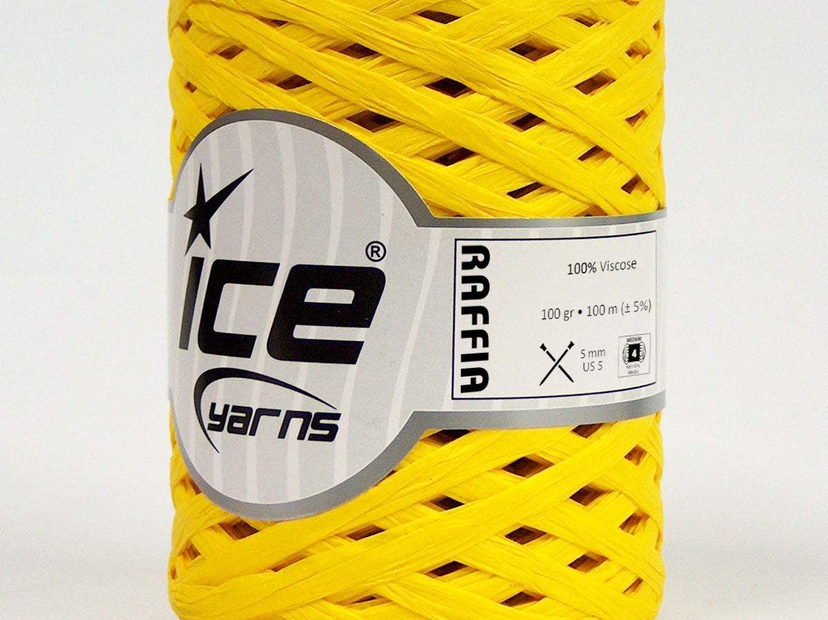 Lot of 2 x 100gr Skeins Ice Yarns RAFFIA (100% Viscose) Yarn Yellow