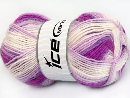 Lot of 4 x 100gr Skeins Ice Yarns SALE BABY (25% Wool) Yarn Lilac White