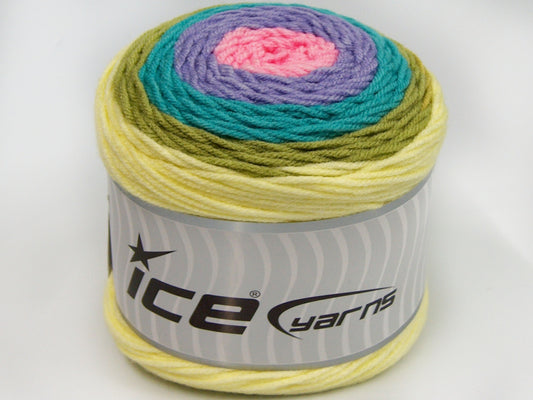 Lot of 2 x 200gr Skeins Ice Yarns CAKES COLOR Yarn Pink Lilac Turquoise Green Shades