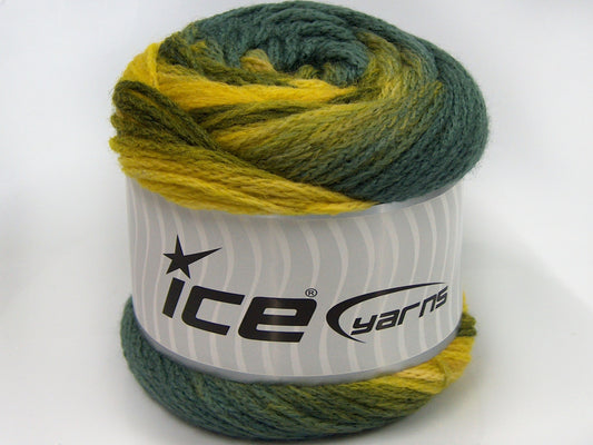 Lot of 2 x 200gr Skeins Ice Yarns CAKES CHAIN Hand Knitting Yarn Green Shades