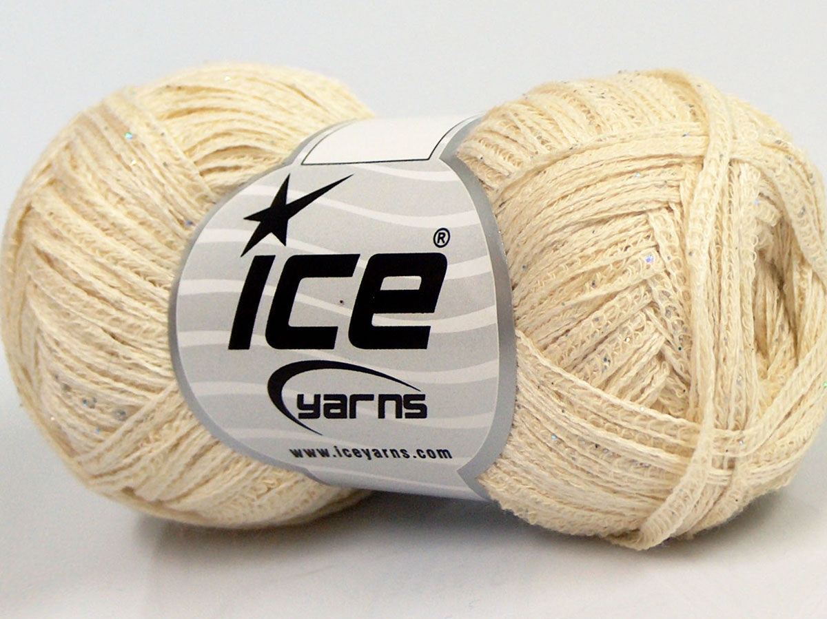 Lot of 8 Skeins Ice Yarns SALE RIBBON (92% Cotton) Hand Knitting Yarn Cream