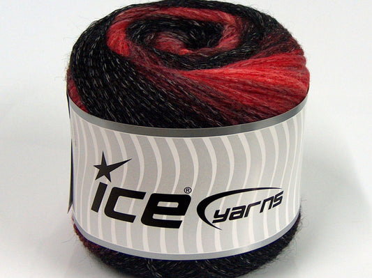 Lot of 2 x 200gr Skeins Ice Yarns CAKES CHAIN Hand Knitting Yarn Black Red