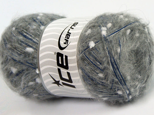 Lot of 4 x 100gr Skeins Ice Yarns SALE POMPOM (20% Alpaca 40% Cotton) Yarn Light Grey Blue White