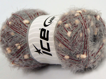 Lot of 4 x 100gr Skeins Ice Yarns SALE POMPOM Yarn Light Grey Burgundy Powder Pink