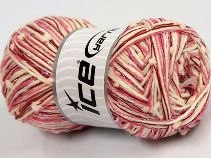 Lot of 4 x 100gr Skeins Ice Yarns SALE POMPOM (50% Wool) Yarn Pink Shades Red Cream
