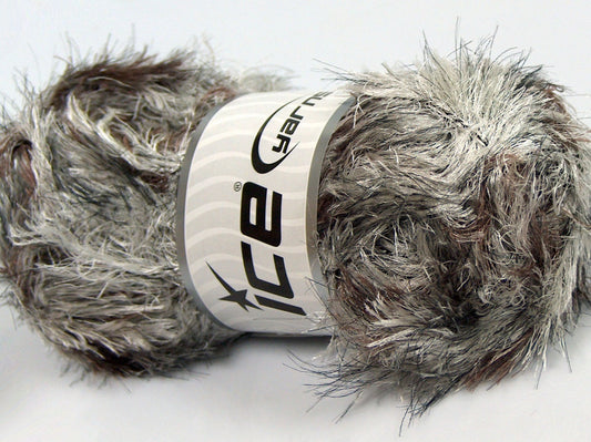 Lot of 4 x 100gr Skeins Ice Yarns PUFFY SOFT Yarn White Camel Black