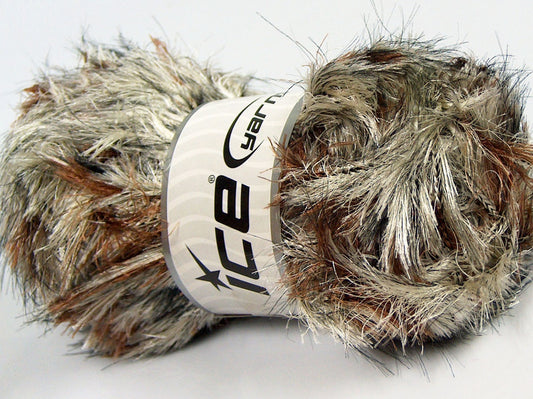 Lot of 4 x 100gr Skeins Ice Yarns PUFFY SOFT Yarn White Brown Black