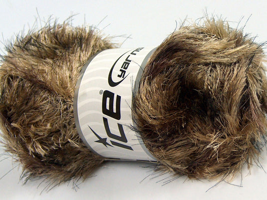 Lot of 4 x 100gr Skeins Ice Yarns PUFFY SOFT Yarn Camel Shades Black