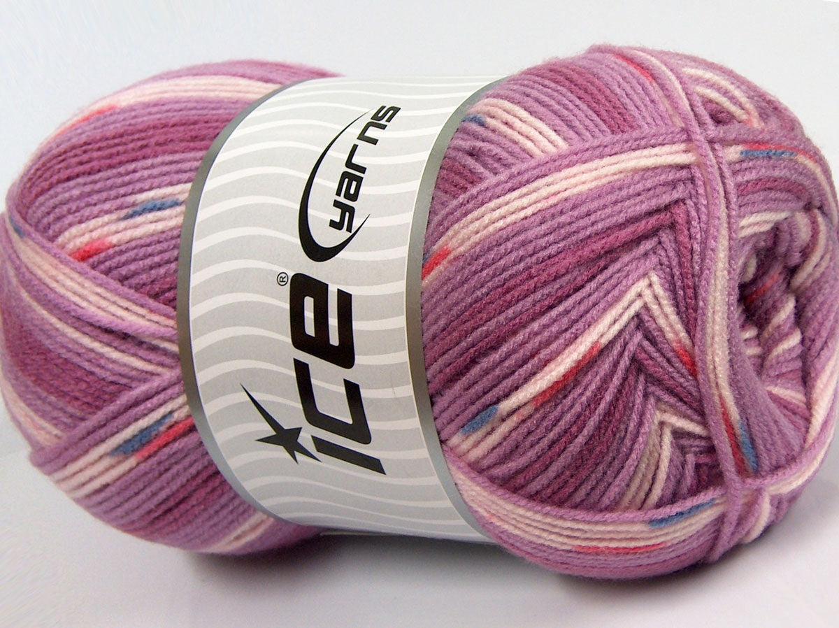 300 gr ICE YARNS SALE SELF-STRIPING Hand Knitting Yarn Lilac Shades