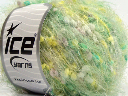 Lot of 8 Skeins Ice Yarns SALE EYELASH (88% Micro Fiber) Yarn Green Shades Baby Blue Light Lilac