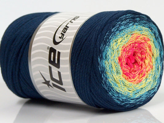 250 gr ICE YARNS MACRAME COTTON MAGIC (100% Cotton) Yarn Navy Turquoise Yellow Pink