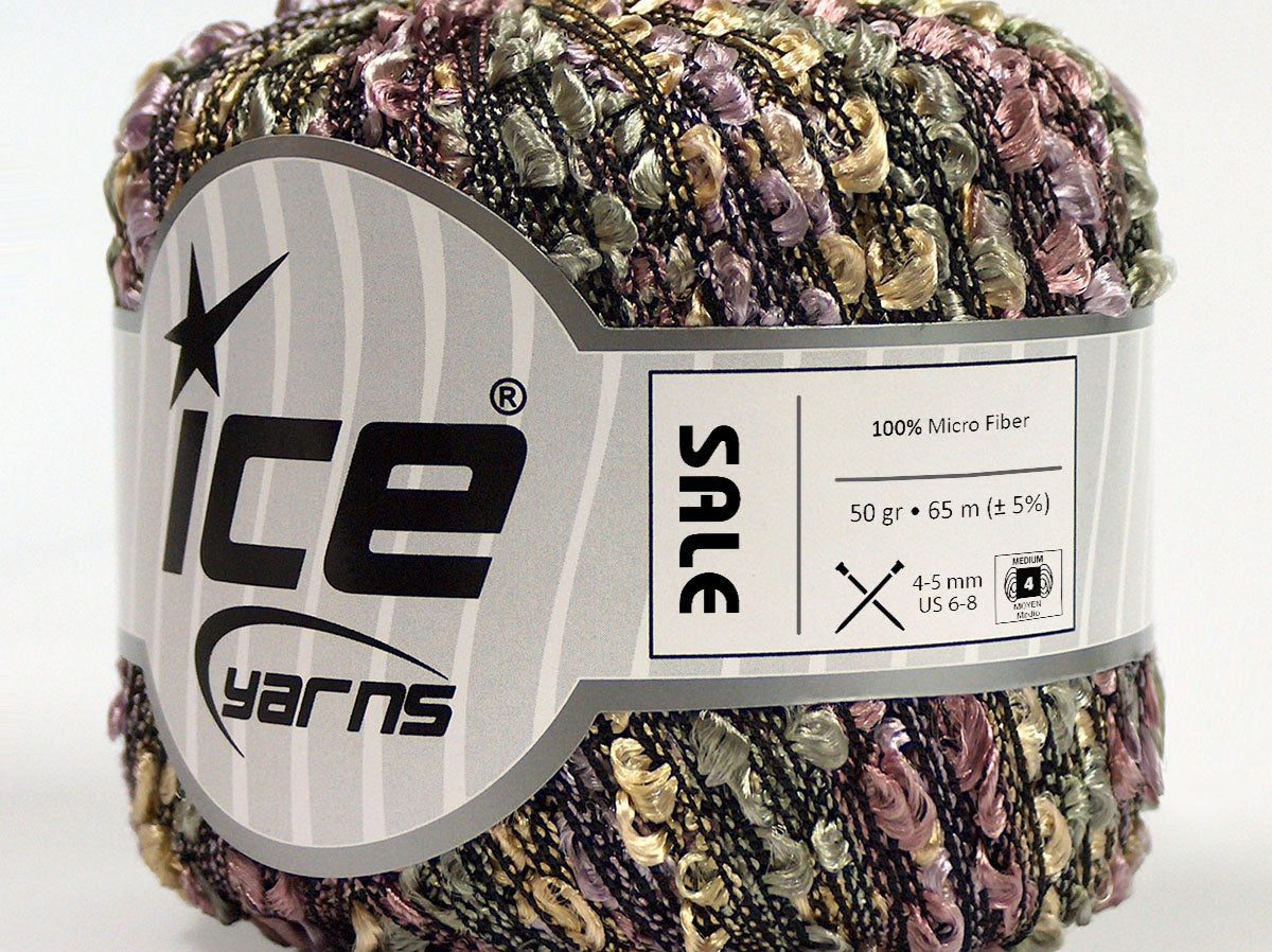 Lot of 6 Skeins Ice Yarns SALE SUMMER (100% Micro Fiber) Yarn Light Lilac Gold Pink Green Black