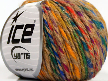 Lot of 8 Skeins Ice Yarns SALE SELF-STRIPING (15% Cotton 25% Viscose) Yarn Milky Brown Rainbow