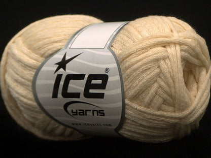 Lot of 8 Skeins Ice Yarns SALE RIBBON (75% Cotton) Hand Knitting Yarn Cream