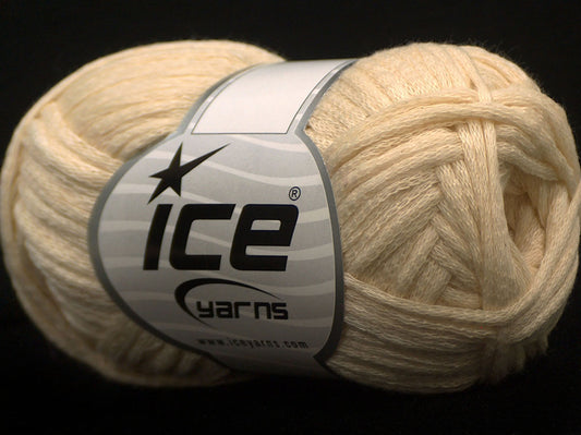 Lot of 8 Skeins Ice Yarns SALE RIBBON (75% Cotton) Hand Knitting Yarn Cream
