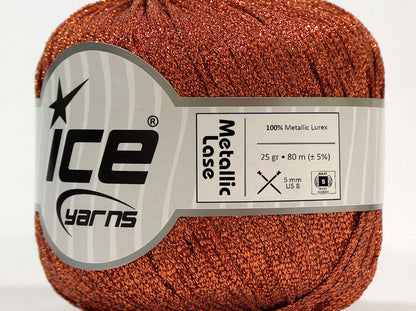 Lot of 6 Skeins Ice Yarns METALLIC LASE Hand Knitting Yarn Copper