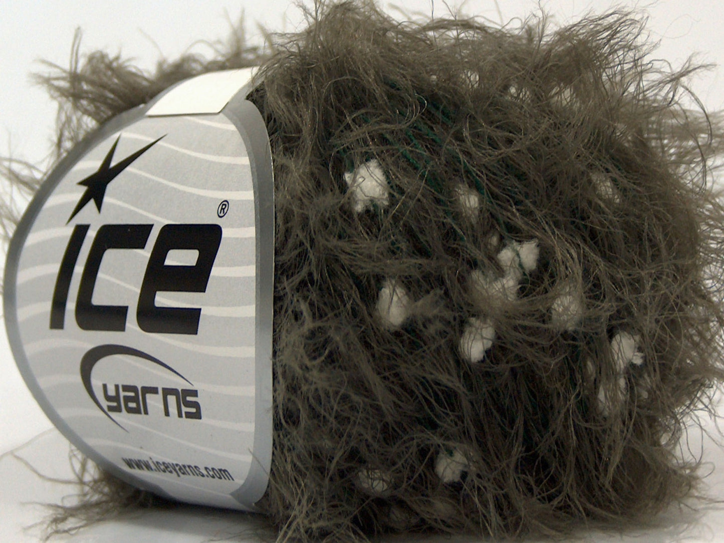 Lot of 8 Skeins Ice Yarns SALE EYELASH BLEND Yarn Dark Khaki Green White