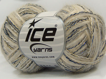 Lot of 8 Skeins Ice Yarns CUSTOM BLEND (25% Wool 10% Viscose) Yarn Ecru Navy Turquoise Gold