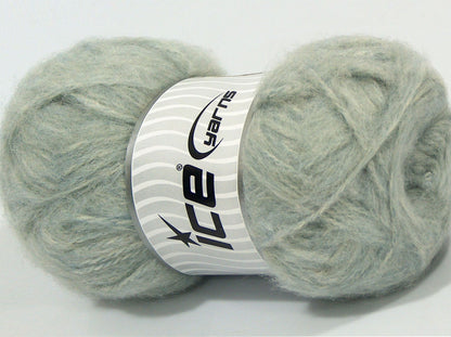 Lot of 4 x 100gr Skeins Ice Yarns BOTAFOGO (15% Mohair 15% Wool) Yarn Light Grey Mint Green