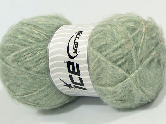 Lot of 4 x 100gr Skeins Ice Yarns BOTAFOGO (15% Mohair 15% Wool) Yarn Mint Green Cream