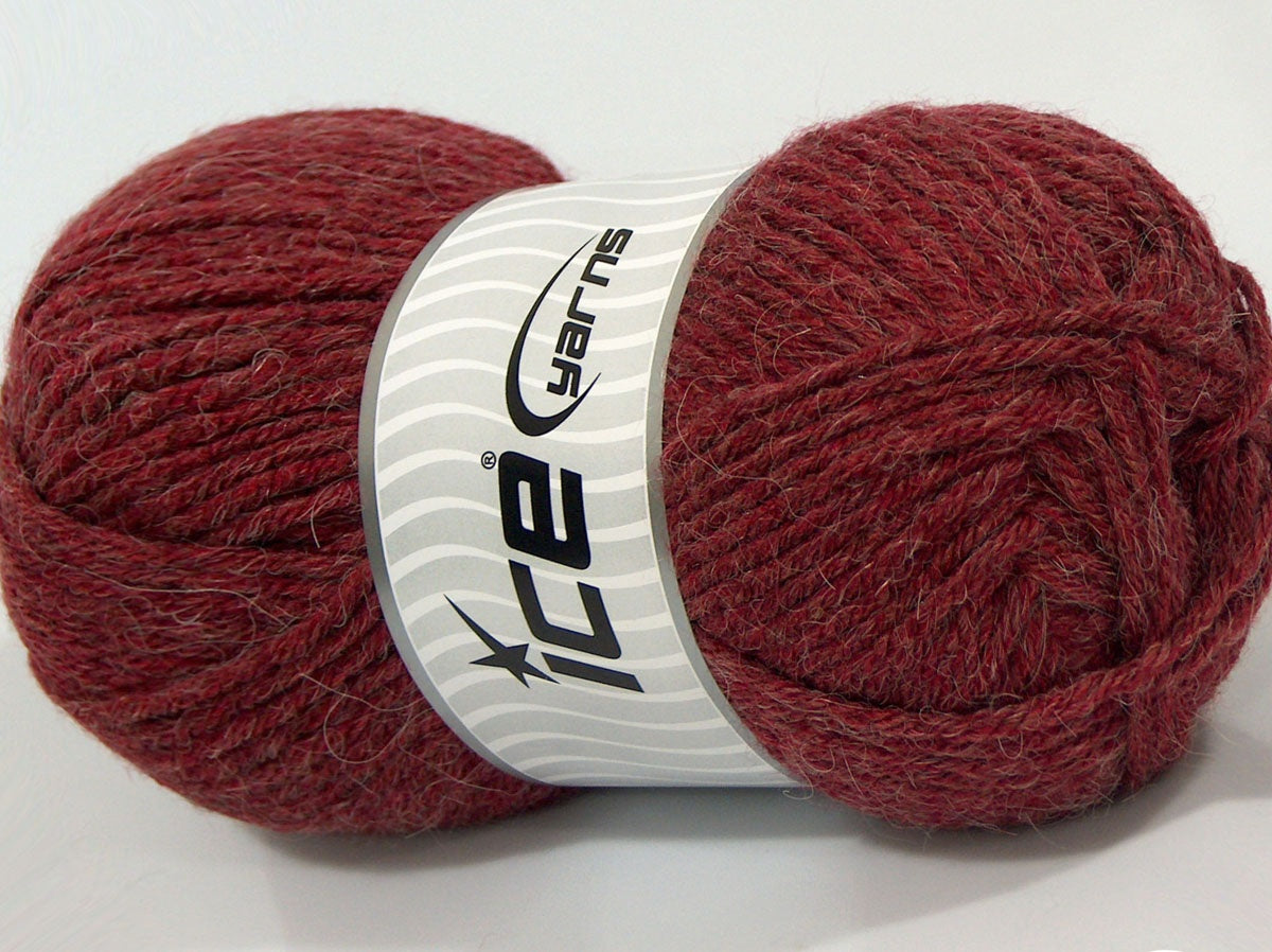 Lot of 4 x 100gr Skeins Ice Yarns SANTOS (20% Mohair 30% Wool) Yarn Dark Red